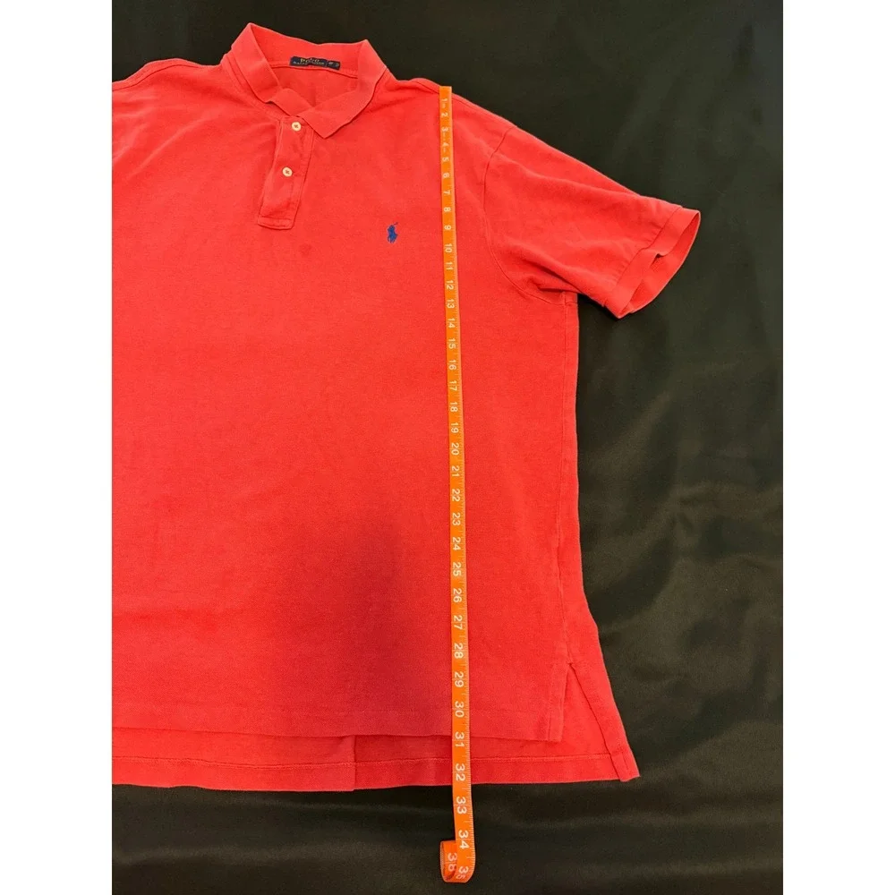 Polo Ralph Lauren Red Pique Polo Shirt Mens 3XB Big Blue Pony Logo Short Sleeve